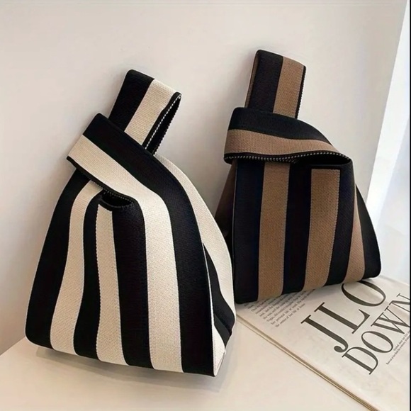 Striped Knitted Striped Small Tote Bag - Picture 3 of 10